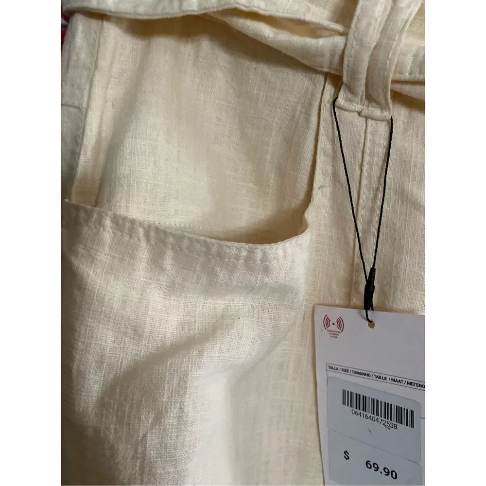 Zara NWT women’s linen blend relaxed fit belted pants size 30